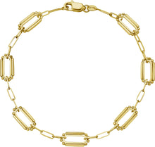 Load image into Gallery viewer, Italian 14k Yellow Gold 6mm Beaded Paperclip Link Bracelet, 7.5 Inch
