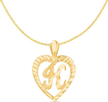 Load image into Gallery viewer, 10k Yellow Gold 24mm Personalized Alphabet Letter A - Z Initial Heart Pendant with optional Extendable Cable Chain Necklace
