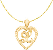 Load image into Gallery viewer, 10k Yellow Gold 24mm Personalized Alphabet Letter A - Z Initial Heart Pendant with optional Extendable Cable Chain Necklace
