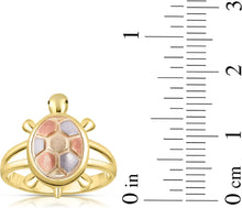 Load image into Gallery viewer, 10k Yellow Gold Tri-Color Turtle Women's Ring
