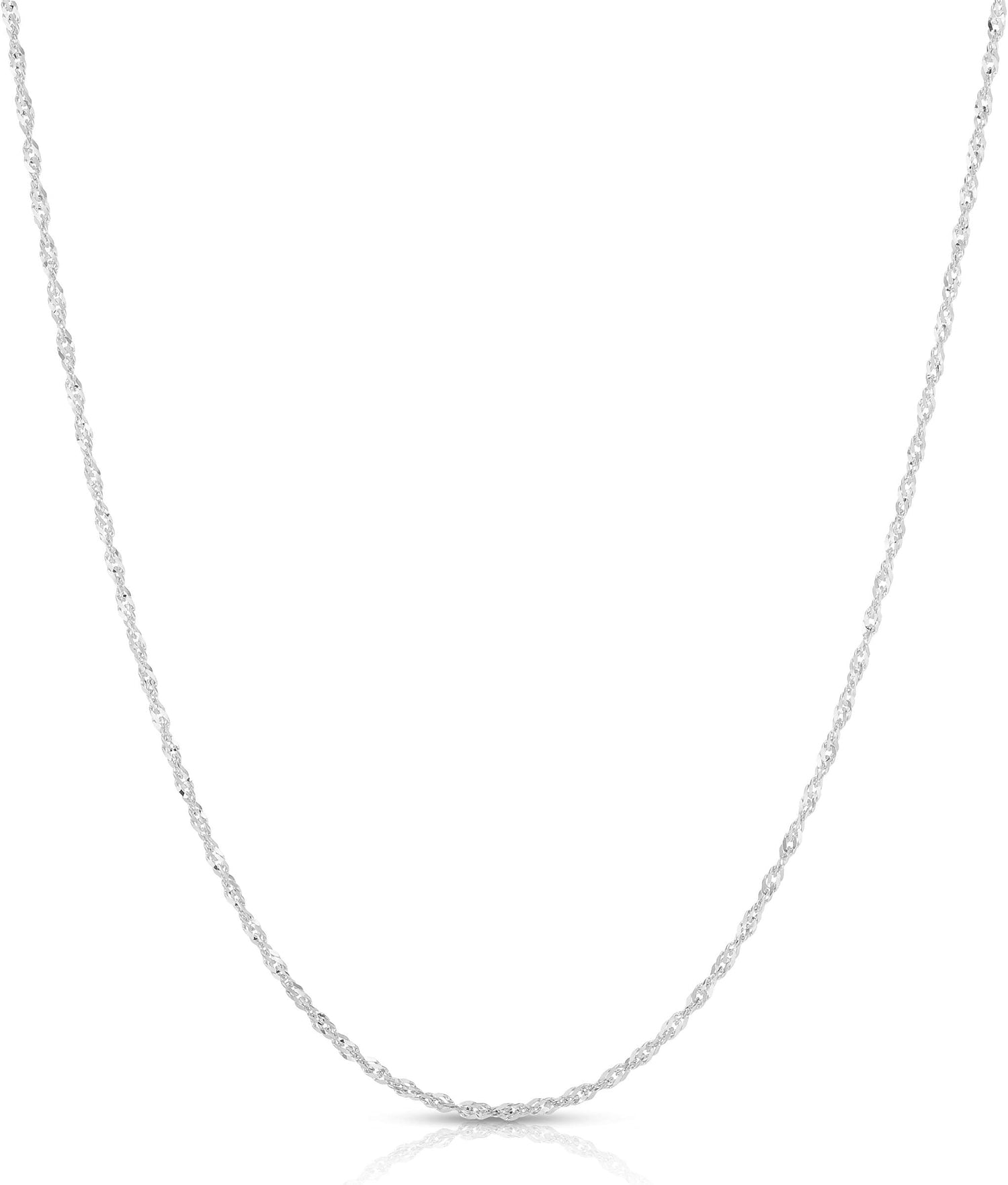 10k Yellow Gold or White Gold 1mm Solid Thin Singapore Chain Necklace