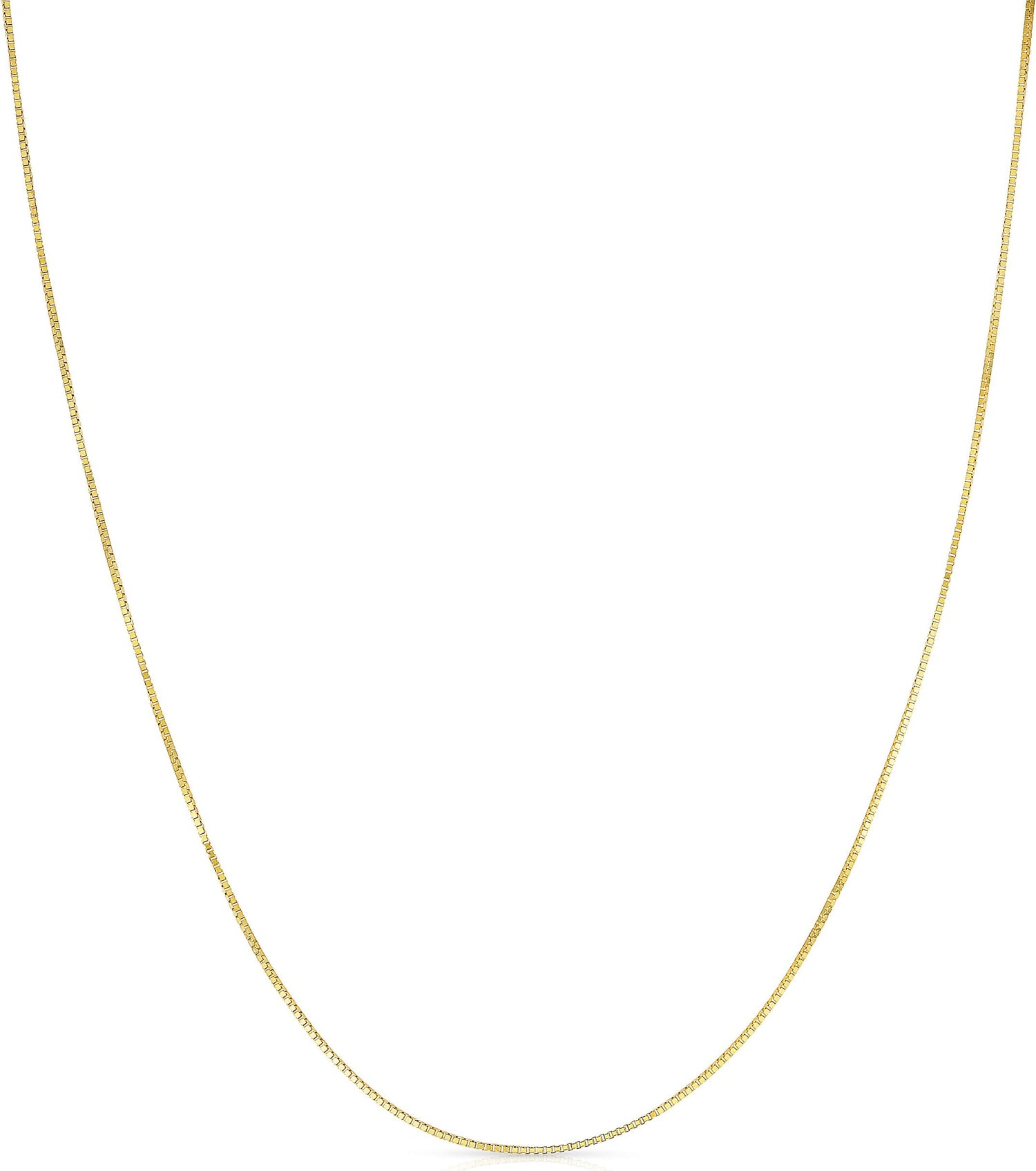 14k Yellow Gold or White Gold or Rose Gold 0.45mm Solid Box Chain Link Necklace