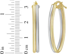 Load image into Gallery viewer, 14k Two-Tone Gold 34.2mm Double Row Marquise Hoop Earrings
