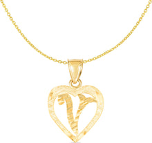 Load image into Gallery viewer, 10k Yellow Gold 19mm Personalized Alphabet Letter A - Z Initial Heart Pendant with optional Extendable Cable Chain Necklace

