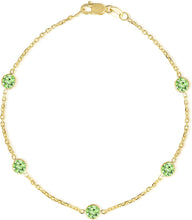 Load image into Gallery viewer, 14k Yellow Gold 4mm Round Birthstone Cable Bracelet or Anklet
