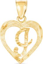 Load image into Gallery viewer, 10k Yellow Gold 19mm Personalized Alphabet Letter A - Z Initial Heart Pendant with optional Extendable Cable Chain Necklace
