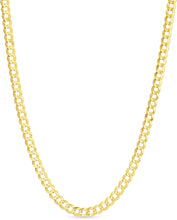 Load image into Gallery viewer, 10k Yellow Gold 4mm Solid Curb Cuban Chain Necklace, 16", 18", 20", 22", 24", 26" or 30 Inch
