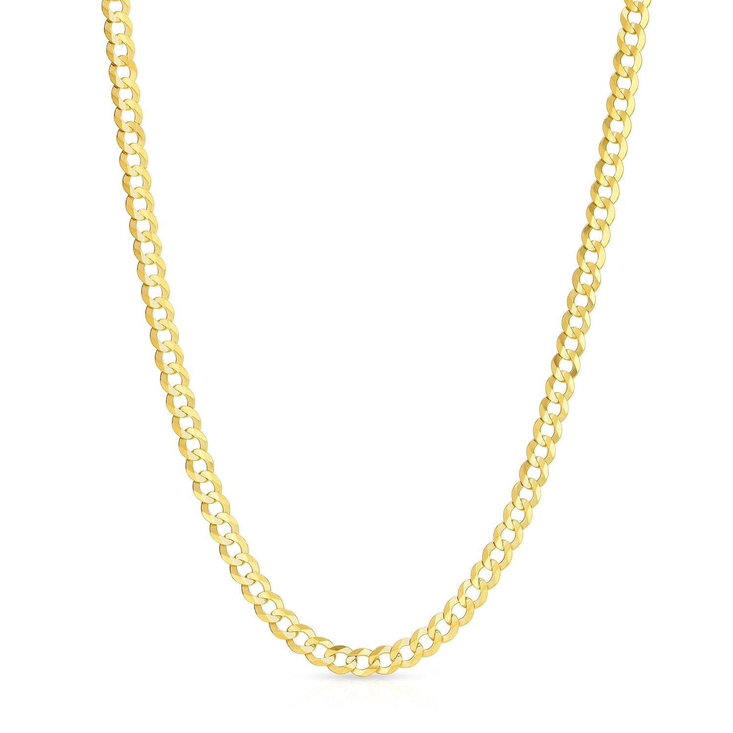 10k Yellow Gold 4mm Solid Curb Cuban Chain Necklace