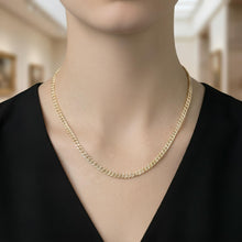 Load image into Gallery viewer, 14k Yellow Gold 6.5mmTwo-Tone with White Pave Squared Lite Miami Cuban Chain Necklace
