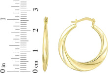 Load image into Gallery viewer, 10k Yellow Gold 27mm High Polish and Twisted Swirl Cut Design Hoop Earrings
