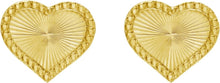 Load image into Gallery viewer, 14k Yellow Gold 10mm Radiating Textured Heart Stud Earrings
