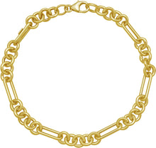 Load image into Gallery viewer, 14k Yellow Gold 4mm Paperclip &amp; 5.4mm Circle Rings Figaro Link Bracelet, 7.25 Inch
