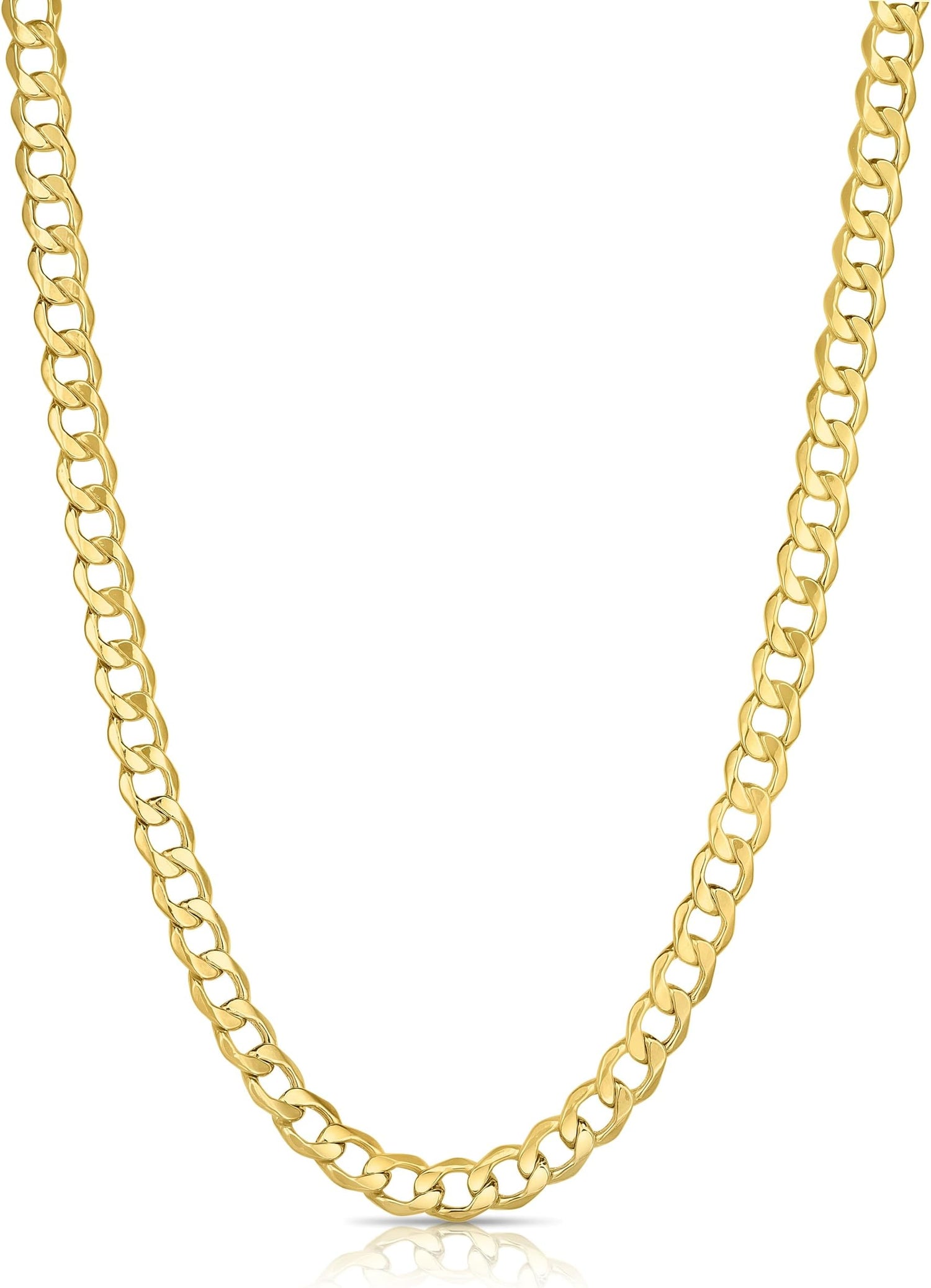 10k Yellow Gold 6.5mm Hollow Cuban Curb Link Chain Necklace