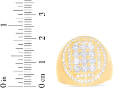 Load image into Gallery viewer, 10k Yellow Gold 21.2mm Pave CZ Oval Striped Frame Signet Ring, Sizes 4-13
