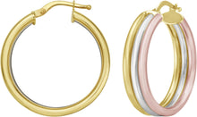 Load image into Gallery viewer, 14k Yellow Gold 27mm Trinity Tube Hoop Earrings
