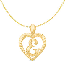 Load image into Gallery viewer, 10k Yellow Gold 24mm Personalized Alphabet Letter A - Z Initial Heart Pendant with optional Extendable Cable Chain Necklace
