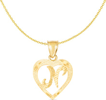 Load image into Gallery viewer, 10k Yellow Gold 19mm Personalized Alphabet Letter A - Z Initial Heart Pendant with optional Extendable Cable Chain Necklace
