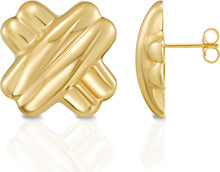 Load image into Gallery viewer, 925 Sterling Silver or 14k Gold over Silver 22.8mm Puffy Double X Stud Earrings
