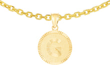 Load image into Gallery viewer, 10k Yellow Gold 0.63&quot; Personalized Medallion Alphabet Letter A - Z Initial Charm Pendant with optional Extendable Chain Necklace
