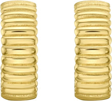 Load image into Gallery viewer, 14k Yellow Gold 15mm Ribbed C-Hoop Earrings
