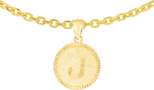 Load image into Gallery viewer, 10k Yellow Gold 0.63&quot; Personalized Medallion Alphabet Letter A - Z Initial Charm Pendant with optional Extendable Chain Necklace
