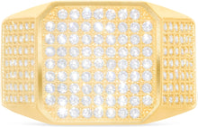 Load image into Gallery viewer, 10k Yellow Gold 13.8mm Pave CZ Rounded Square Signet Ring, Sizes 4-13
