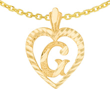 Load image into Gallery viewer, 10k Yellow Gold 0.7&quot; Personalized Alphabet Letter A - Z Initial Heart Pendant with optional Extendable Cable Chain Necklace
