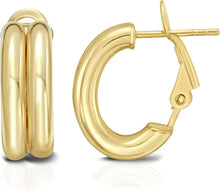 Load image into Gallery viewer, 14k Yellow Gold 10mm Double Row Hoop Earrings
