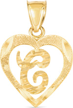 Load image into Gallery viewer, 10k Yellow Gold 19mm Personalized Alphabet Letter A - Z Initial Heart Pendant with optional Extendable Cable Chain Necklace
