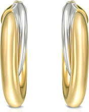 Load image into Gallery viewer, 14k Two-Tone Gold 10mm Interlocked Hoop Earrings

