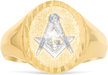 Load image into Gallery viewer, 10k Yellow Gold 15mm Oval Free Mason Signet Men&#39;s Ring, Sizes 5-13
