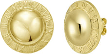 Load image into Gallery viewer, 14k Yellow Gold 17mm Roman Numeral Button Stud Earrings

