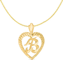 Load image into Gallery viewer, 10k Yellow Gold 24mm Personalized Alphabet Letter A - Z Initial Heart Pendant with optional Extendable Cable Chain Necklace

