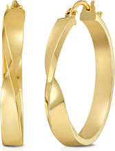 Load image into Gallery viewer, 14k Yellow Gold 22mm Twisted Square Tube Hoop Earrings
