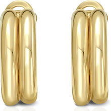 Load image into Gallery viewer, 14k Yellow Gold 10mm Double Row Hoop Earrings
