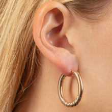 Load image into Gallery viewer, 14k Yellow Gold 4mm Round or Oval Twisted Hoop Earrings
