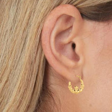 Load image into Gallery viewer, 10k Yellow Gold 15mm Claddagh Hoop Earrings
