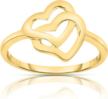 Load image into Gallery viewer, 10k Yellow Gold Interlocked Double Hearts Women's Ring
