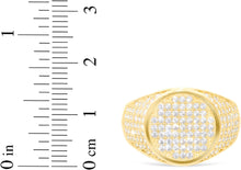 Load image into Gallery viewer, 10k Yellow Gold 15.2mm Pave CZ Beveled Square Signet Ring, Sizes 4-13
