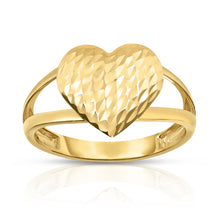 Load image into Gallery viewer, 10k Yellow Gold Diamond Cut Heart Women&#39;s Ring
