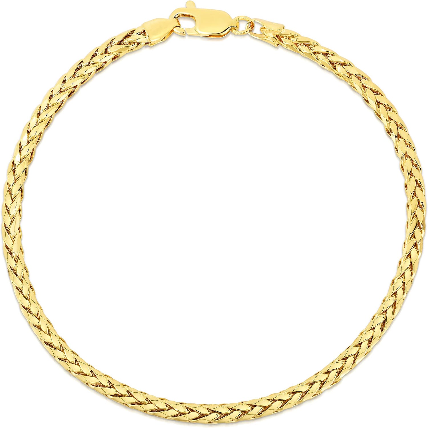 14k Yellow Gold 3.3mm Lite Round Wheat Chain Bracelet