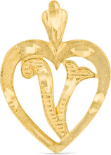 Load image into Gallery viewer, 10k Yellow Gold 24mm Personalized Alphabet Letter A - Z Initial Heart Pendant with optional Extendable Cable Chain Necklace
