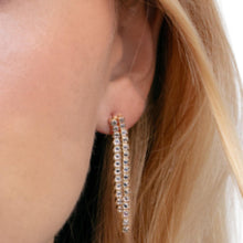 Load image into Gallery viewer, 14k Yellow Gold 38mm Diamond Cascade Drop Gemstone Earrings
