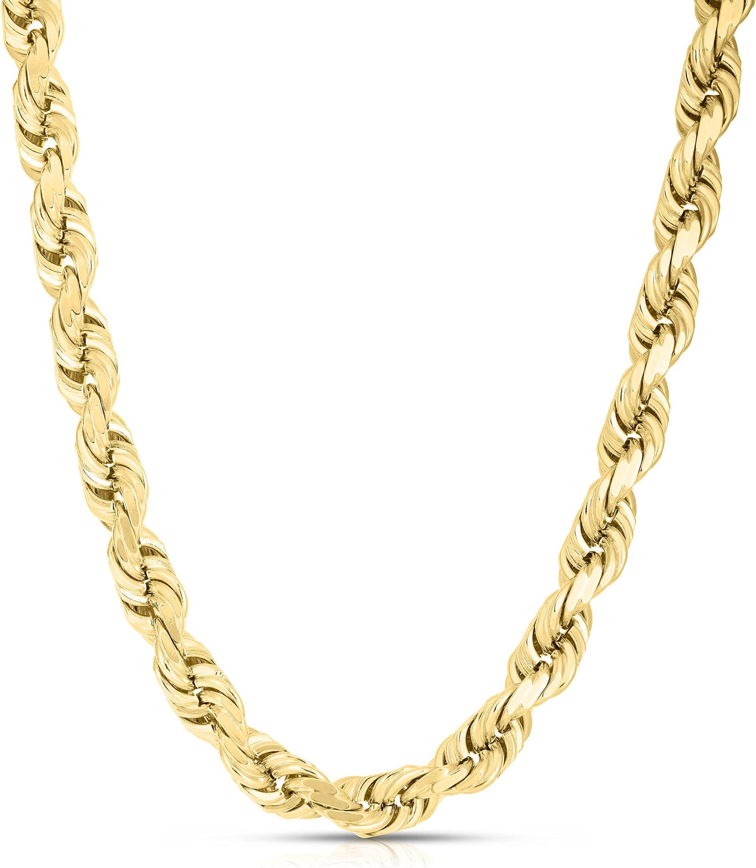 10k Yellow Gold 12mm Solid Diamond Cut Rope Chain Necklace