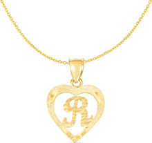 Load image into Gallery viewer, 10k Yellow Gold 19mm Personalized Alphabet Letter A - Z Initial Heart Pendant with optional Extendable Cable Chain Necklace

