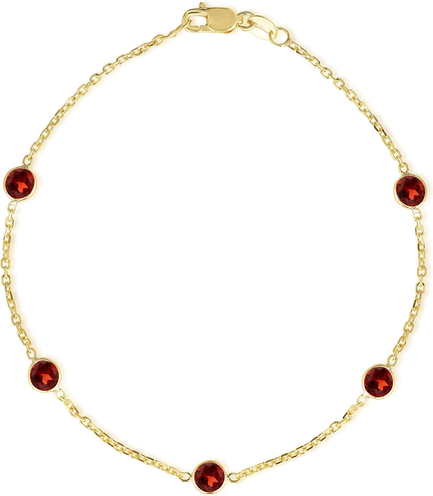 14k Yellow Gold 4mm Round Birthstone Cable Bracelet or Anklet