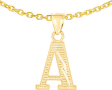 Load image into Gallery viewer, 10k Yellow Gold 0.45&quot; Personalized Lighting Alphabet Letter A - Z Initial Charm Pendant with optional Extendable Chain Necklace
