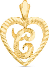 Load image into Gallery viewer, 10k Yellow Gold 24mm Personalized Alphabet Letter A - Z Initial Heart Pendant with optional Extendable Cable Chain Necklace
