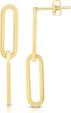 Load image into Gallery viewer, 14k Yellow Gold 32mm Paperclip Links Drop Earrings
