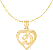 Load image into Gallery viewer, 10k Yellow Gold 19mm Personalized Alphabet Letter A - Z Initial Heart Pendant with optional Extendable Cable Chain Necklace
